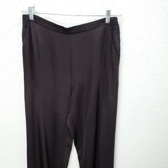 NWT NATION LTD Chocolate Brown Satin Camden Snap Pullon Cuff Pants - Picture 4 of 10